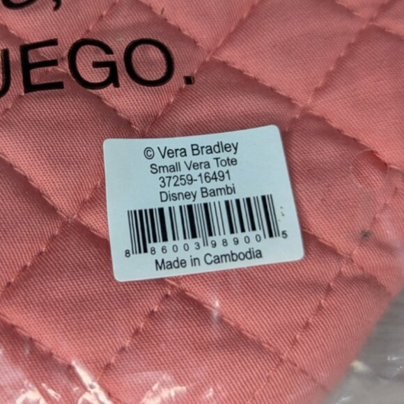 Vera Bradley Disney 100 Bambi Small Vera Tote NWT - Picture 2 of 7